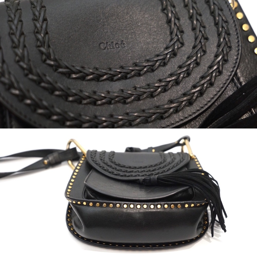 Chloe Hudson Calfskin Studded Black Crossbody Bag - Picture 6 of 8
